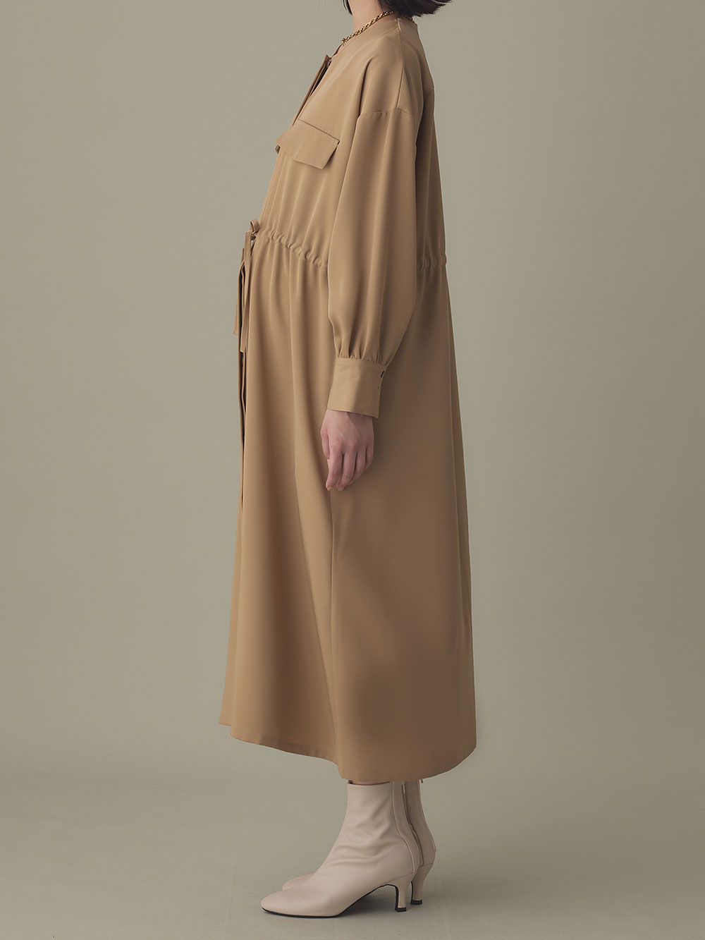 マタニティ ワンピース|羽織りにもなるフラップポケットワンピース　マタニティ・授乳服【出産後も長く使える】