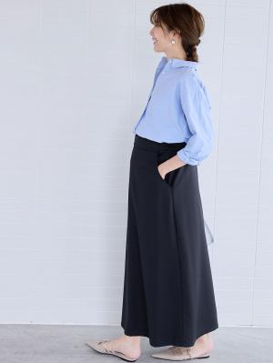 マタニティ トップス|【選んでオトクな割引キャンペーン対象】【2丈展開】綿混プレーンシャツ マタニティ・授乳服【出産後も長く使える】|ブルー(レギュラー丈)