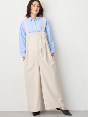 マタニティ パンツ|Wアジャスター付きオールインワン　マタニティ・授乳服【出産後も長く使える】|アイボリー