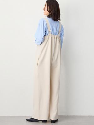 マタニティ パンツ|Wアジャスター付きオールインワン　マタニティ・授乳服【出産後も長く使える】|アイボリー