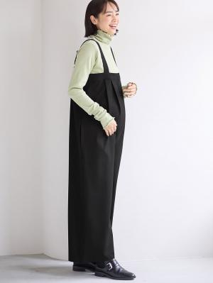 マタニティ パンツ|Wアジャスター付きオールインワン　マタニティ・授乳服【出産後も長く使える】|ブラック