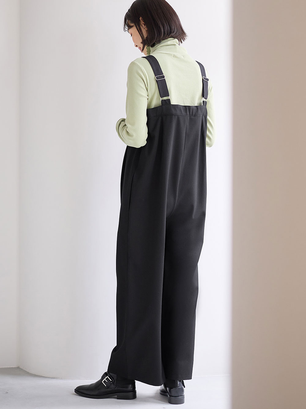 マタニティ パンツ|Wアジャスター付きオールインワン　マタニティ・授乳服【出産後も長く使える】|ブラック