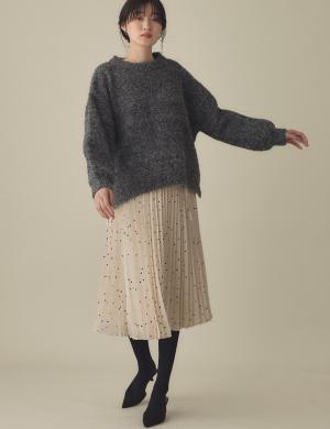 マタニティ スカート|ドット柄プリーツスカート　マタニティ・産後【出産後も長く使える】|オフ