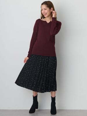 マタニティ スカート|ドット柄プリーツスカート　マタニティ・産後【出産後も長く使える】|ブラック