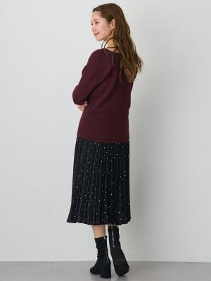 マタニティ スカート|ドット柄プリーツスカート　マタニティ・産後【出産後も長く使える】|ブラック