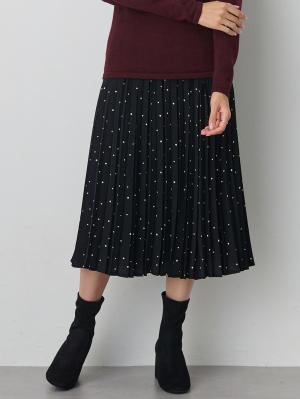 ドット柄プリーツスカート　マタニティ・産後【出産後も長く使える】10468