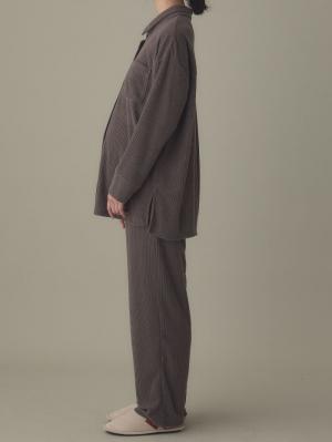 マタニティ パジャマ・ルームウェア|綿混パイルリブシャツ&パンツパジャマ　マタニティ・産後授乳パジャマ【出産後も長く使える】