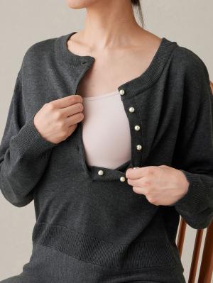 マタニティ ワンピース|パールボタンワンピース　マタニティ・授乳服【出産後も長く使える】