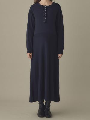 マタニティ ワンピース|パールボタンワンピース　マタニティ・授乳服【出産後も長く使える】