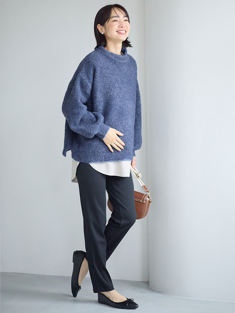 マタニティ トップス|ブークレーニット　マタニティ・授乳服【出産後も長く使える】|ブルー