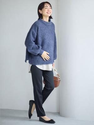 マタニティ トップス|ブークレーニット　マタニティ・授乳服【出産後も長く使える】|ブルー