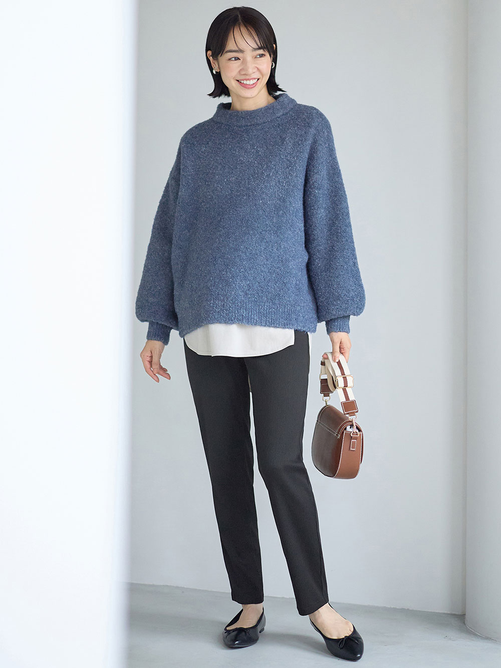 マタニティ トップス|ブークレーニット　マタニティ・授乳服【出産後も長く使える】|ブルー