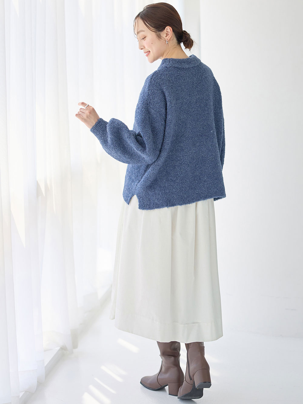 マタニティ トップス|ブークレーニット　マタニティ・授乳服【出産後も長く使える】|ブルー