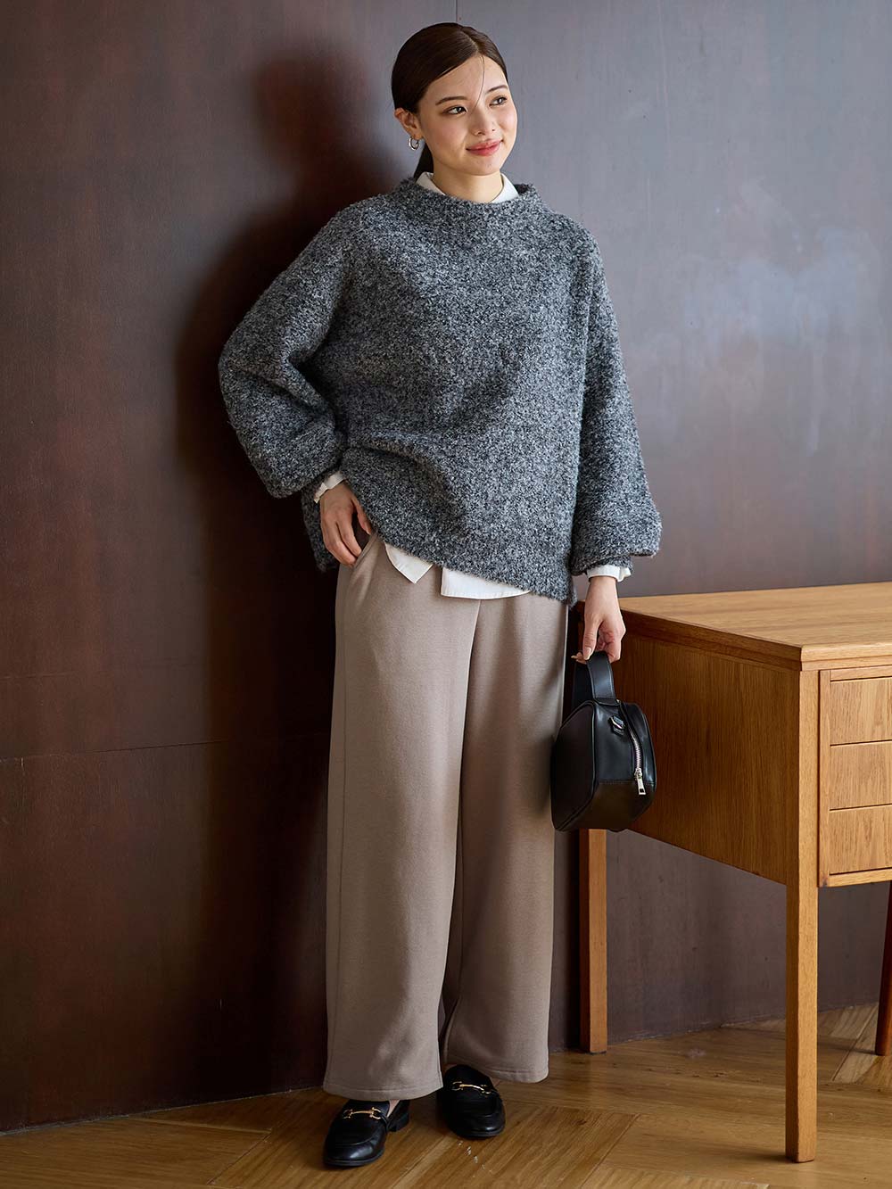 マタニティ トップス|ブークレーニット　マタニティ・授乳服【出産後も長く使える】|グレー