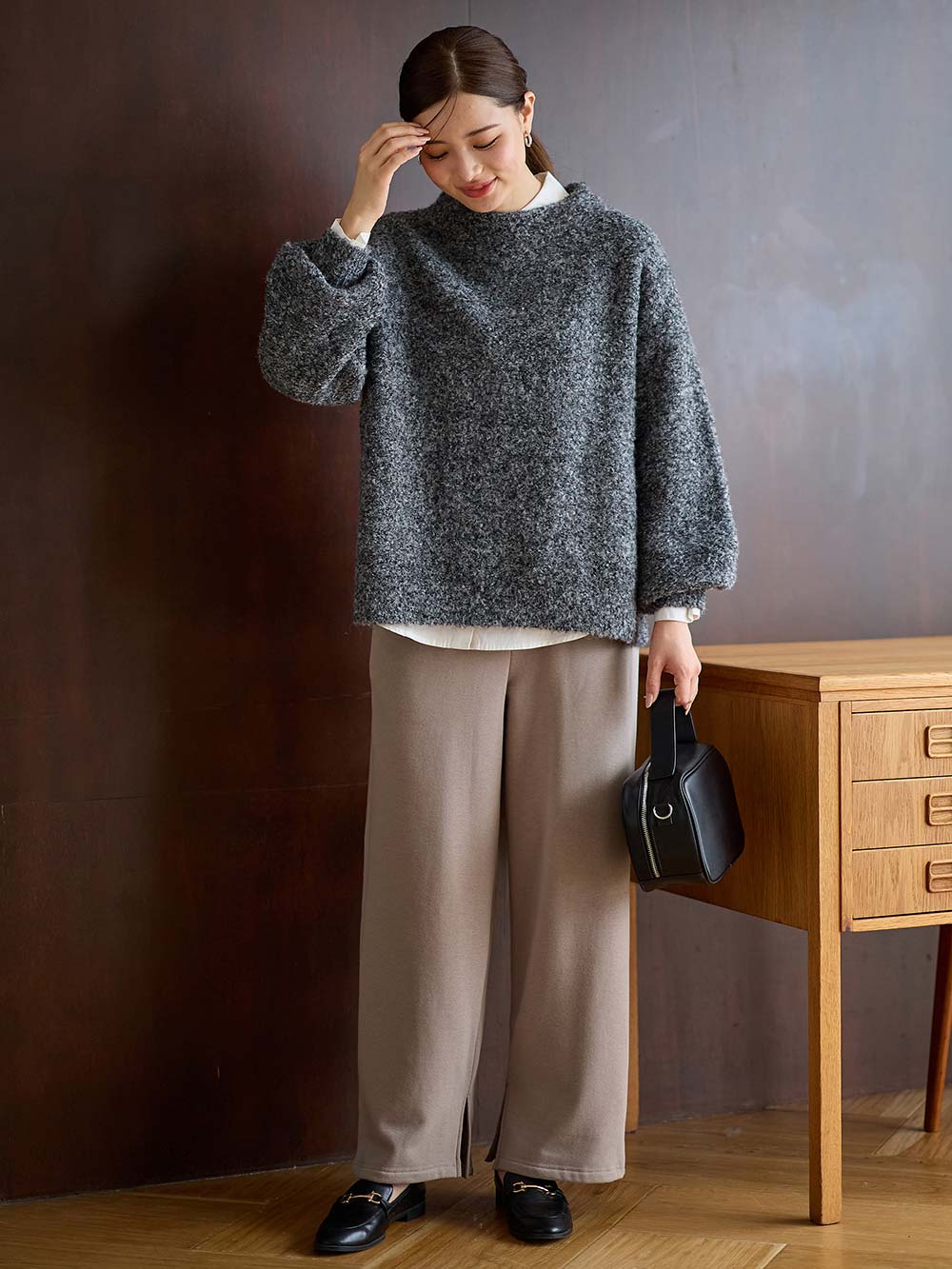 マタニティ トップス|ブークレーニット　マタニティ・授乳服【出産後も長く使える】|グレー