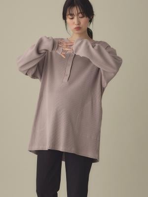 マタニティ パジャマ・ルームウェア|綿100％長袖サーマルビッグＴＥＥ&産後も使えるパンツパジャマ　マタニティ・授乳パジャマ【出産後も長く使える】|ピンクブラウン