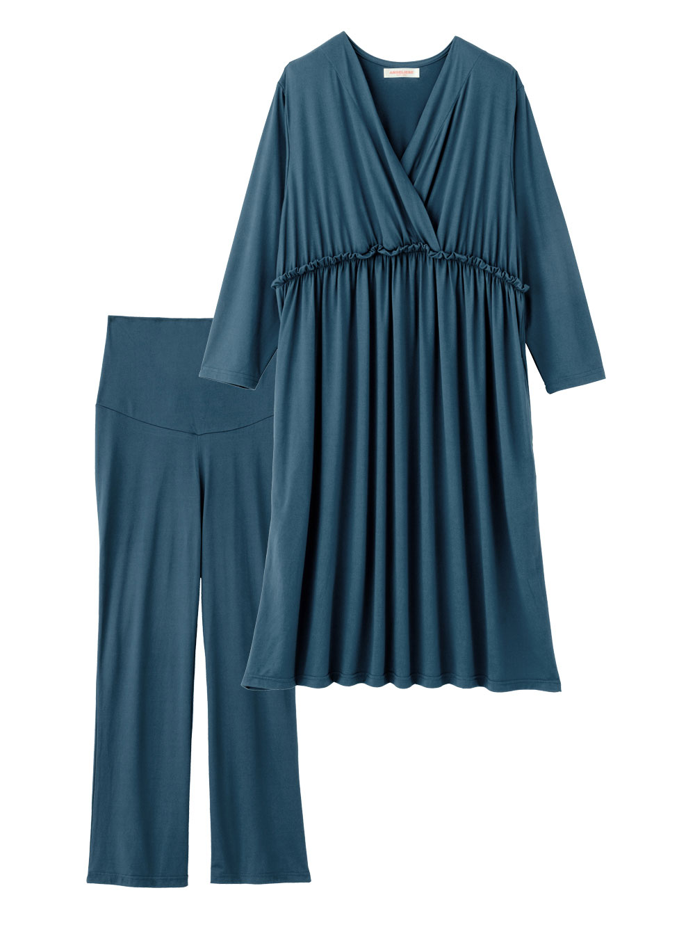 マタニティ パジャマ・ルームウェア|しっとり感触カシュクールワンピース&産後も使えるパンツパジャマ　マタニティ・授乳パジャマ【出産後も長く使える】|フォレストグリーン