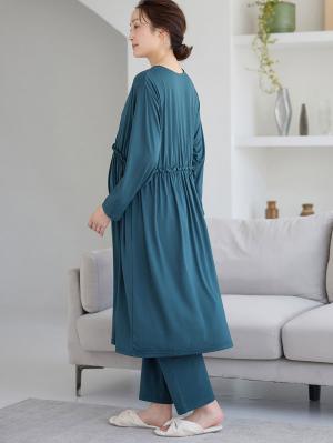 マタニティ パジャマ・ルームウェア|しっとり感触カシュクールワンピース&産後も使えるパンツパジャマ　マタニティ・授乳パジャマ【出産後も長く使える】|フォレストグリーン