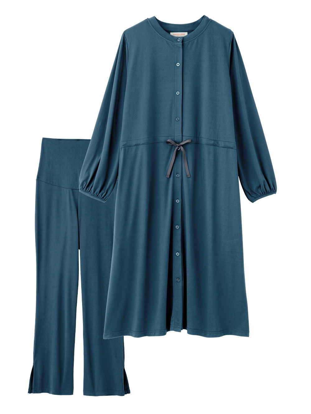 マタニティ パジャマ・ルームウェア|しっとり感触ウエスト切替ワンピース＆産後も使えるパンツパジャマ　マタニティ・授乳パジャマ【出産後も長く使える】|フォレストグリーン