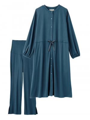 マタニティ パジャマ・ルームウェア|しっとり感触ウエスト切替ワンピース＆産後も使えるパンツパジャマ　マタニティ・授乳パジャマ【出産後も長く使える】|フォレストグリーン