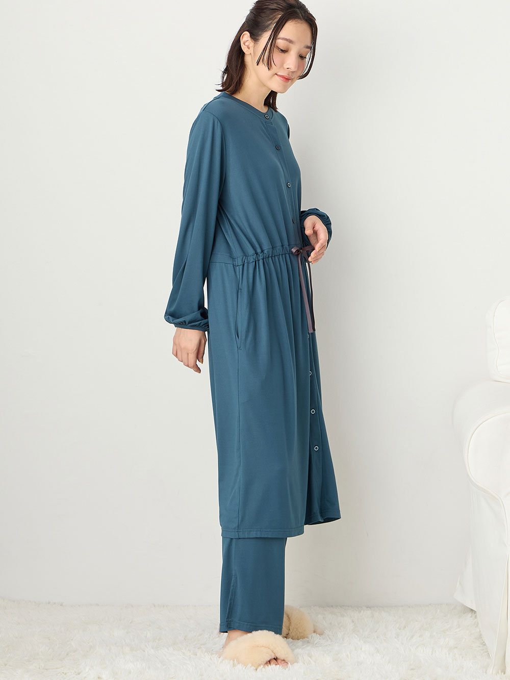 マタニティ パジャマ・ルームウェア|しっとり感触ウエスト切替ワンピース＆産後も使えるパンツパジャマ　マタニティ・授乳パジャマ【出産後も長く使える】