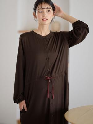 マタニティ パジャマ・ルームウェア|しっとり感触ウエスト切替ワンピース＆産後も使えるパンツパジャマ　マタニティ・授乳パジャマ【出産後も長く使える】|ブラウン