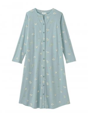 マタニティ パジャマ・ルームウェア|スムース素材ティータイムモチーフネグリジェ　マタニティ・産後授乳服【出産後も長く使える】Rosemadame（ローズマダム）|サックス