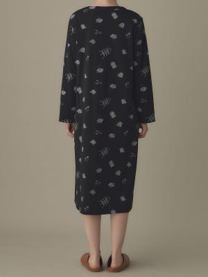 マタニティ パジャマ・ルームウェア|スムース素材ティータイムモチーフネグリジェ　マタニティ・産後授乳服【出産後も長く使える】Rosemadame（ローズマダム）