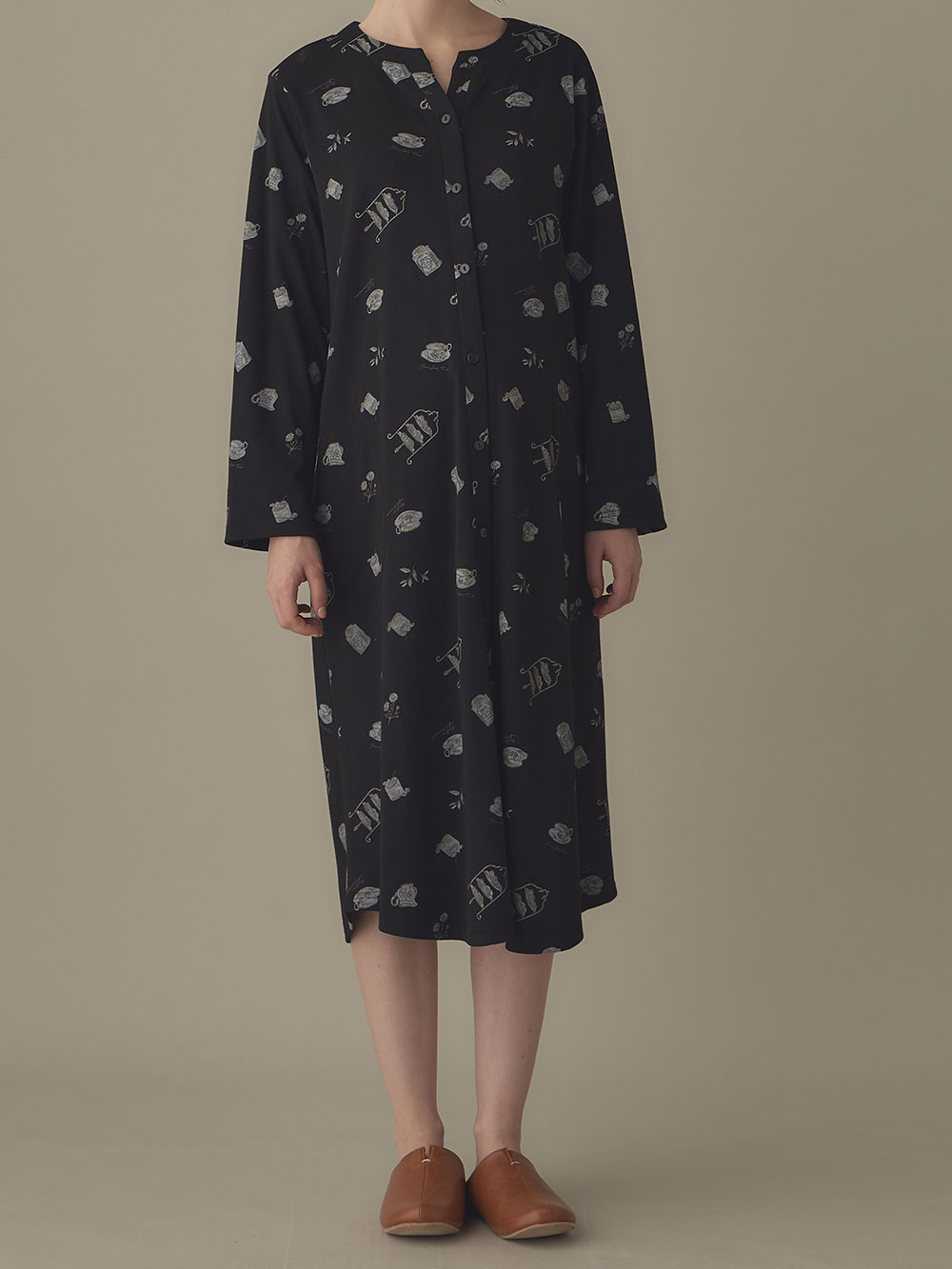 マタニティ パジャマ・ルームウェア|スムース素材ティータイムモチーフネグリジェ　マタニティ・産後授乳服【出産後も長く使える】Rosemadame（ローズマダム）