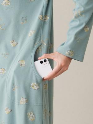 マタニティ パジャマ・ルームウェア|スムース素材ティータイムモチーフネグリジェ　マタニティ・産後授乳服【出産後も長く使える】Rosemadame（ローズマダム）