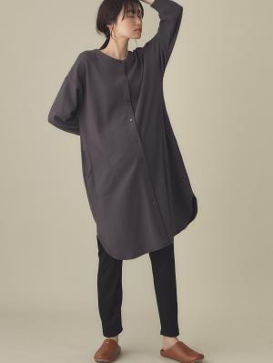 マタニティ パジャマ・ルームウェア|ワッフルフェイス裏起毛×スムースパジャマ　マタニティ・産後授乳服【出産後も長く使える】Rosemadame（ローズマダム）|チャコール