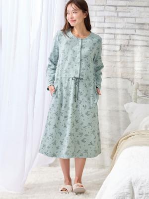 ワッフルフェイス裏起毛花柄ネグリジェ　マタニティ・産後授乳服【出産後も長く使える】Rosemadame（ローズマダム）10480