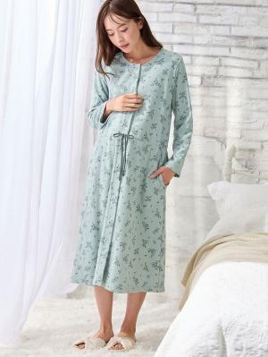 マタニティ パジャマ・ルームウェア|ワッフルフェイス裏起毛花柄ネグリジェ　マタニティ・産後授乳服【出産後も長く使える】Rosemadame（ローズマダム）