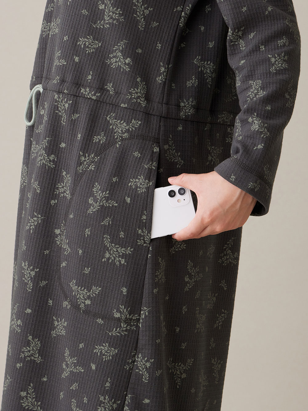 マタニティ パジャマ・ルームウェア|ワッフルフェイス裏起毛花柄ネグリジェ　マタニティ・産後授乳服【出産後も長く使える】Rosemadame（ローズマダム）