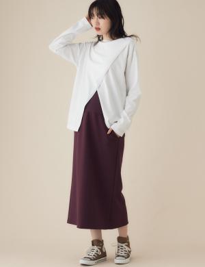 マタニティ スカート|ダンボールナロースカート　マタニティ・産後【出産後も長く使える】Rosemadame（ローズマダム）|ボルドー