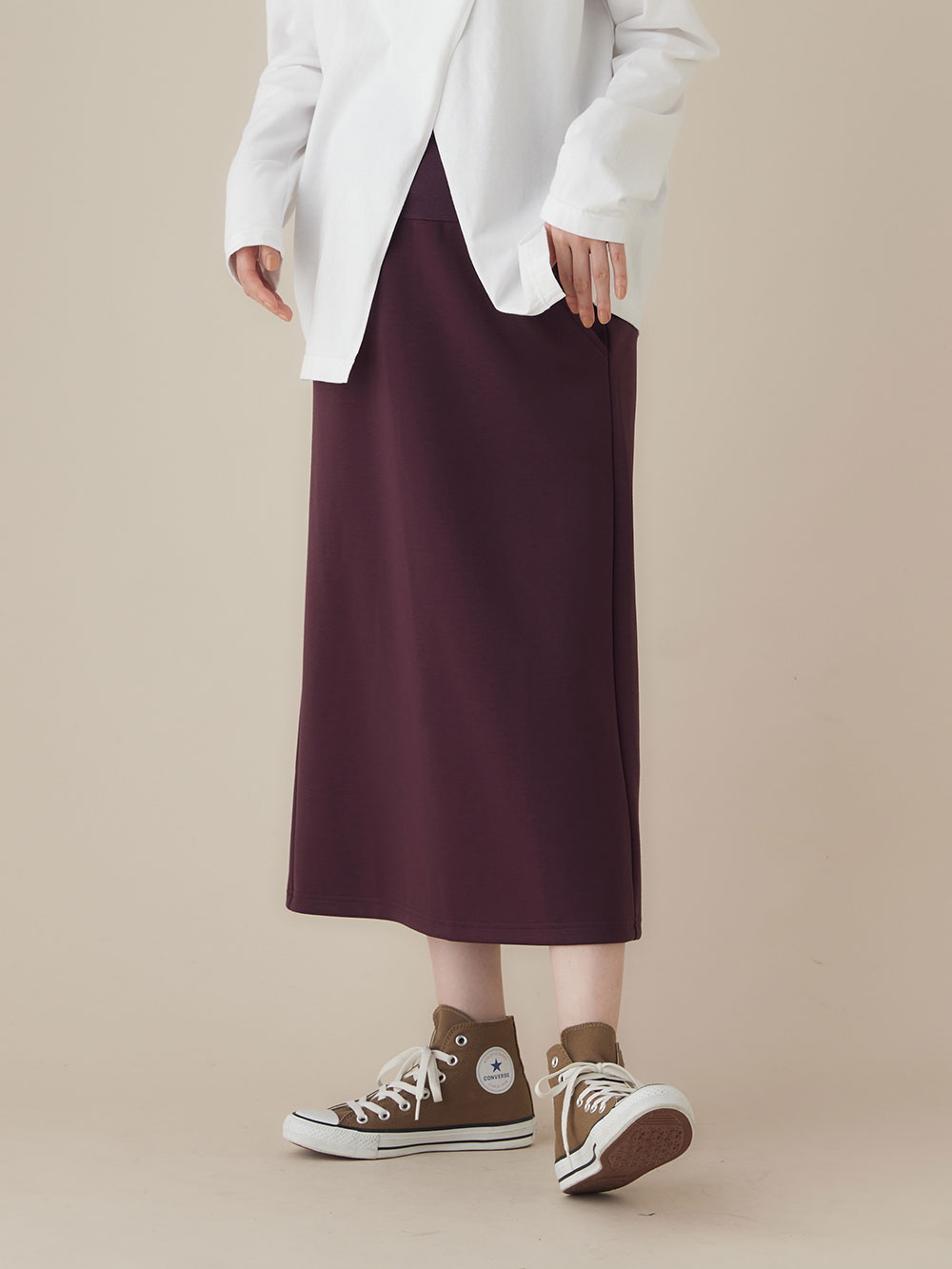 マタニティ スカート|ダンボールナロースカート　マタニティ・産後【出産後も長く使える】Rosemadame（ローズマダム）|ボルドー