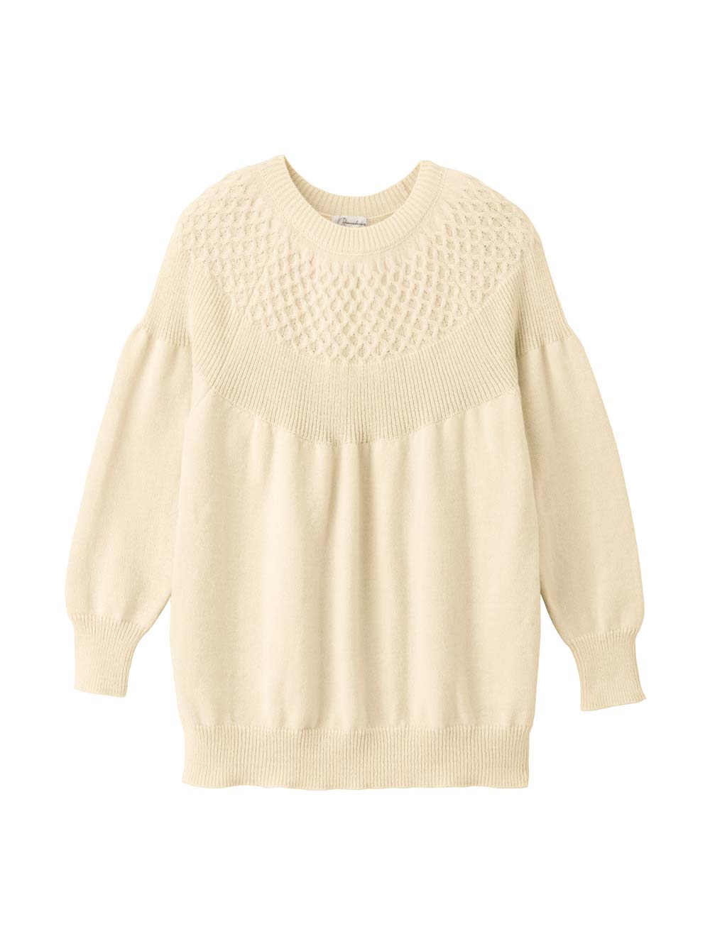 マタニティ トップス|ニットジャガードチュニック　マタニティ・産後授乳服【出産後も長く使える】Rosemadame（ローズマダム）|アイボリー