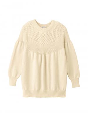 マタニティ トップス|ニットジャガードチュニック　マタニティ・産後授乳服【出産後も長く使える】Rosemadame（ローズマダム）|アイボリー