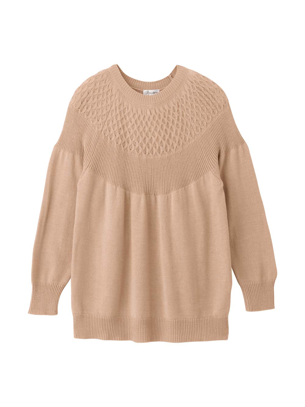 マタニティ トップス|ニットジャガードチュニック　マタニティ・産後授乳服【出産後も長く使える】Rosemadame（ローズマダム）|ベージュ