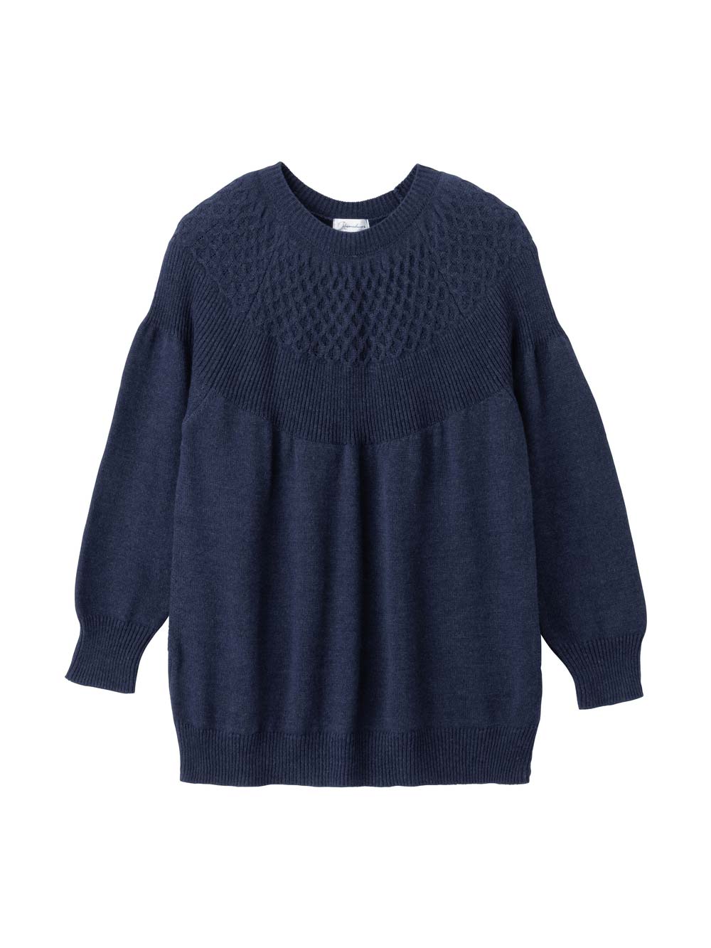 マタニティ トップス|ニットジャガードチュニック　マタニティ・産後授乳服【出産後も長く使える】Rosemadame（ローズマダム）|ネイビー