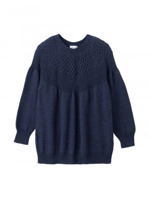 マタニティ トップス|ニットジャガードチュニック　マタニティ・産後授乳服【出産後も長く使える】Rosemadame（ローズマダム）|ネイビー