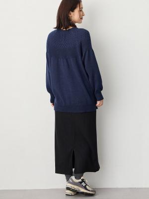 マタニティ トップス|ニットジャガードチュニック　マタニティ・産後授乳服【出産後も長く使える】Rosemadame（ローズマダム）|ネイビー
