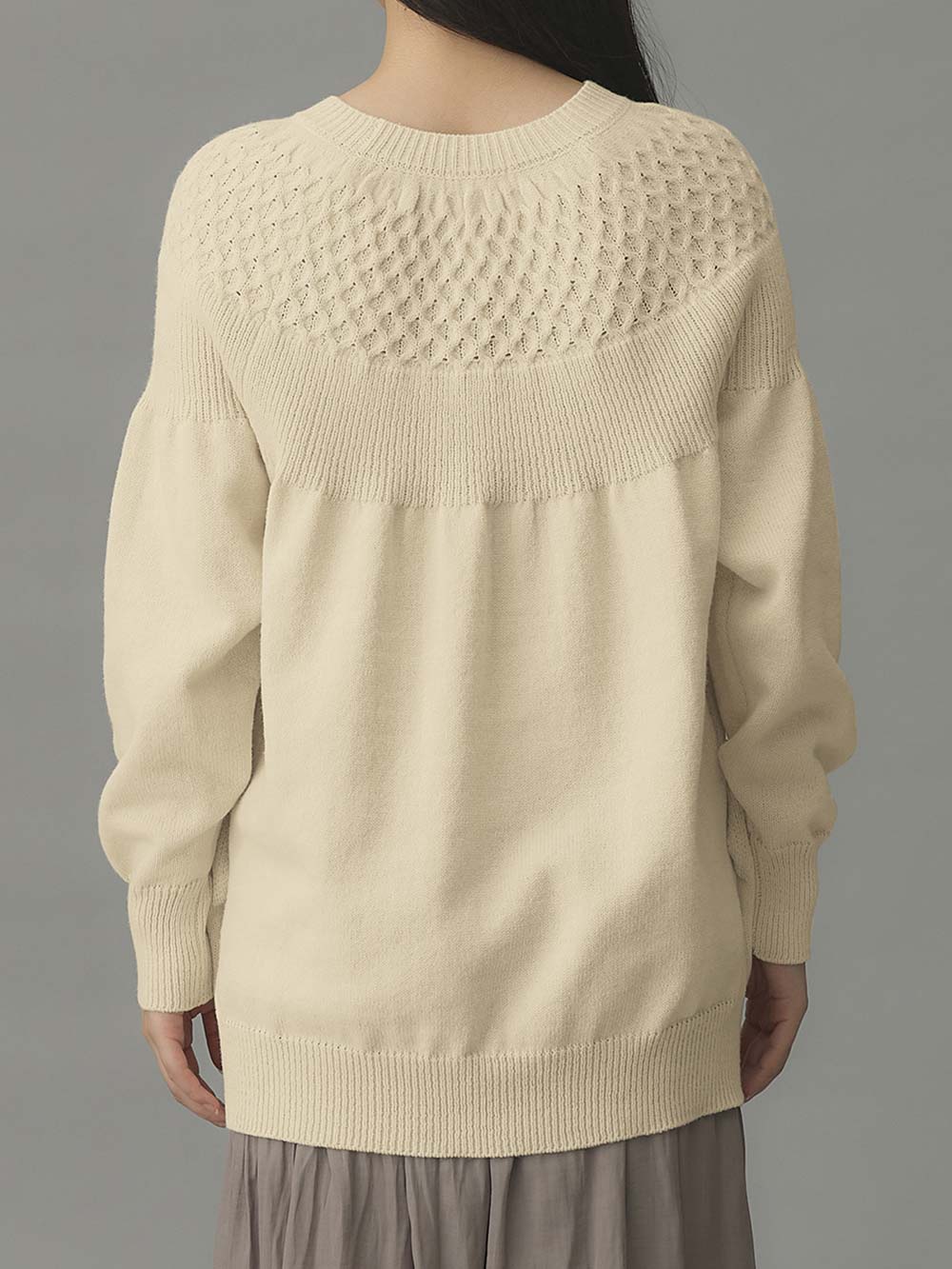 マタニティ トップス|ニットジャガードチュニック　マタニティ・産後授乳服【出産後も長く使える】Rosemadame（ローズマダム）