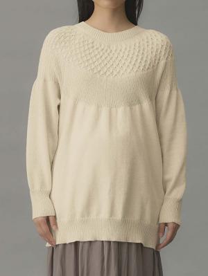 マタニティ トップス|ニットジャガードチュニック　マタニティ・産後授乳服【出産後も長く使える】Rosemadame（ローズマダム）