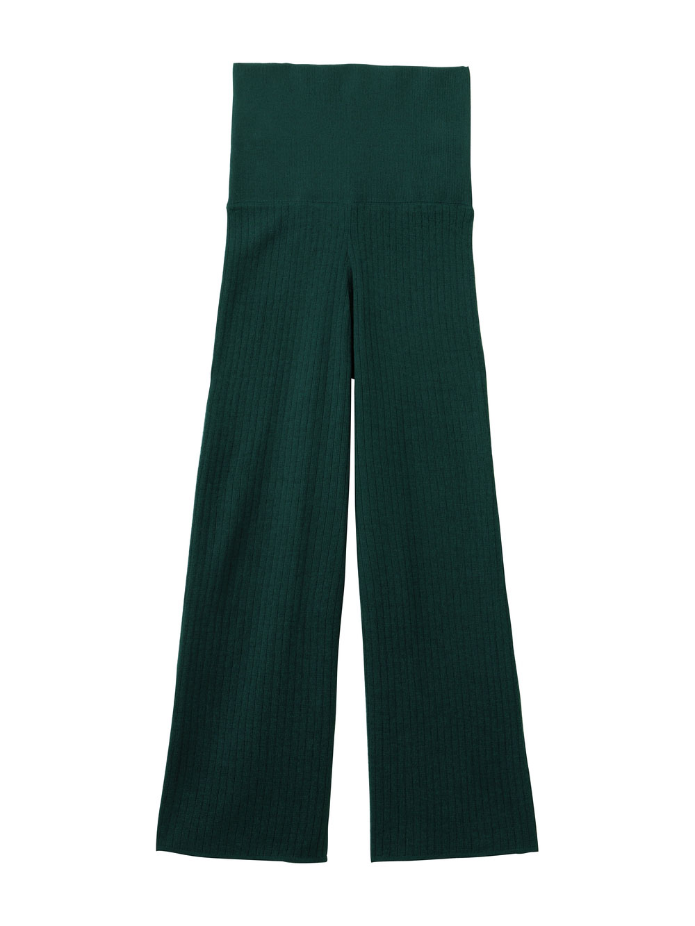 マタニティ パンツ|リブニットワイドパンツ　マタニティ・産後【出産後も長く使える】Rosemadame（ローズマダム）|グリーン