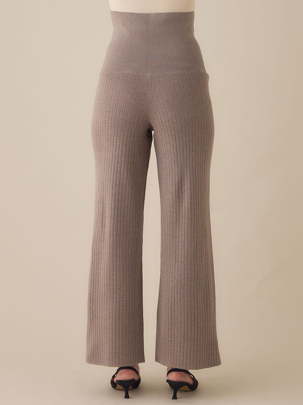 マタニティ パンツ|リブニットワイドパンツ　マタニティ・産後【出産後も長く使える】Rosemadame（ローズマダム）