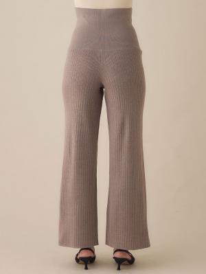 マタニティ パンツ|リブニットワイドパンツ　マタニティ・産後【出産後も長く使える】Rosemadame（ローズマダム）