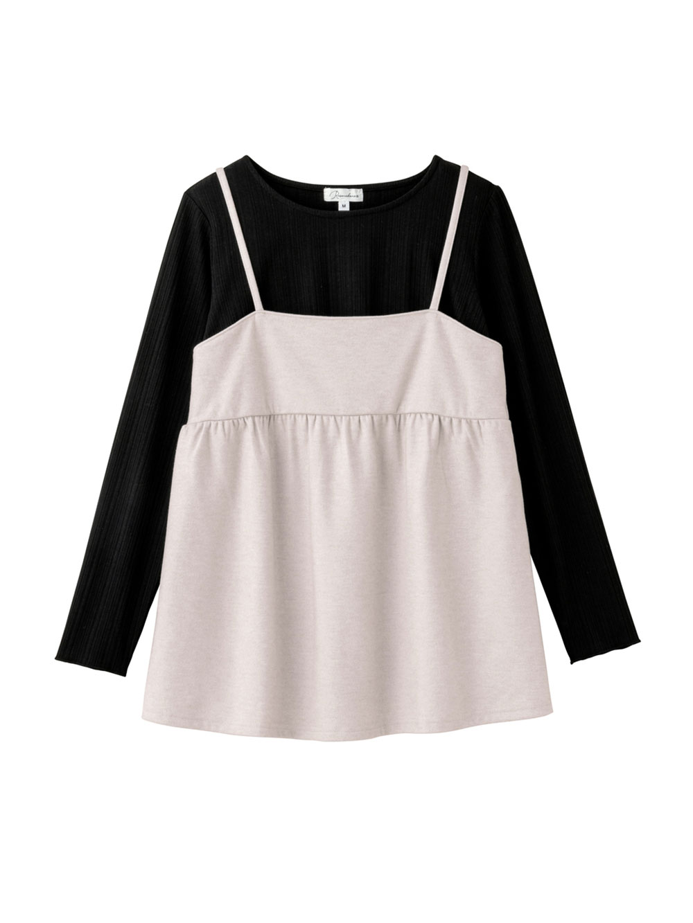 マタニティ トップス|【あったか～い。冬支度セール対象】ニットカルゼ×テレコ起毛ペプラムキャミトップス　マタニティ・産後授乳服【出産後も長く使える】Rosemadame（ローズマダム）|ベージュ