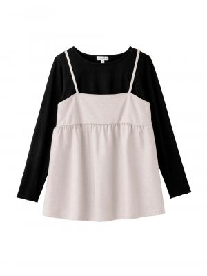 マタニティ トップス|【あったか～い。冬支度セール対象】ニットカルゼ×テレコ起毛ペプラムキャミトップス　マタニティ・産後授乳服【出産後も長く使える】Rosemadame（ローズマダム）|ベージュ