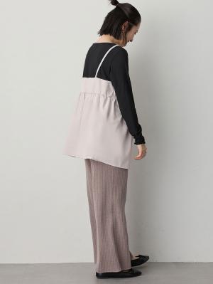 マタニティ トップス|【あったか～い。冬支度セール対象】ニットカルゼ×テレコ起毛ペプラムキャミトップス　マタニティ・産後授乳服【出産後も長く使える】Rosemadame（ローズマダム）|ベージュ